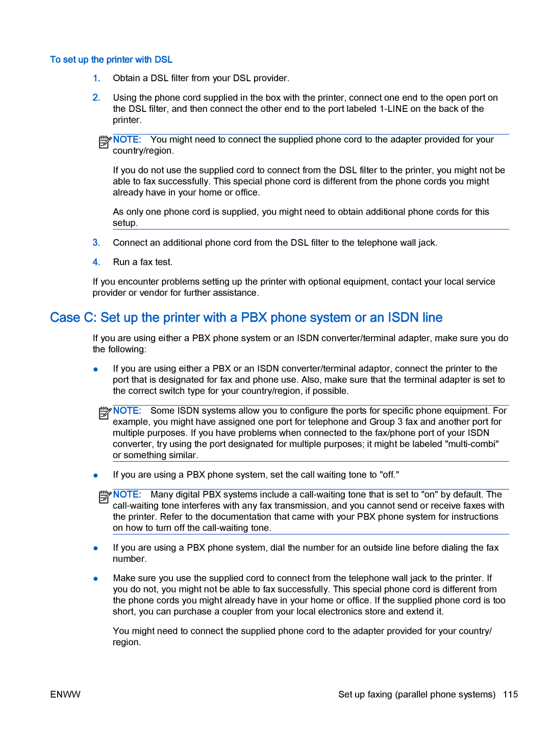 HP 2621, 2622 manual To set up the printer with DSL 