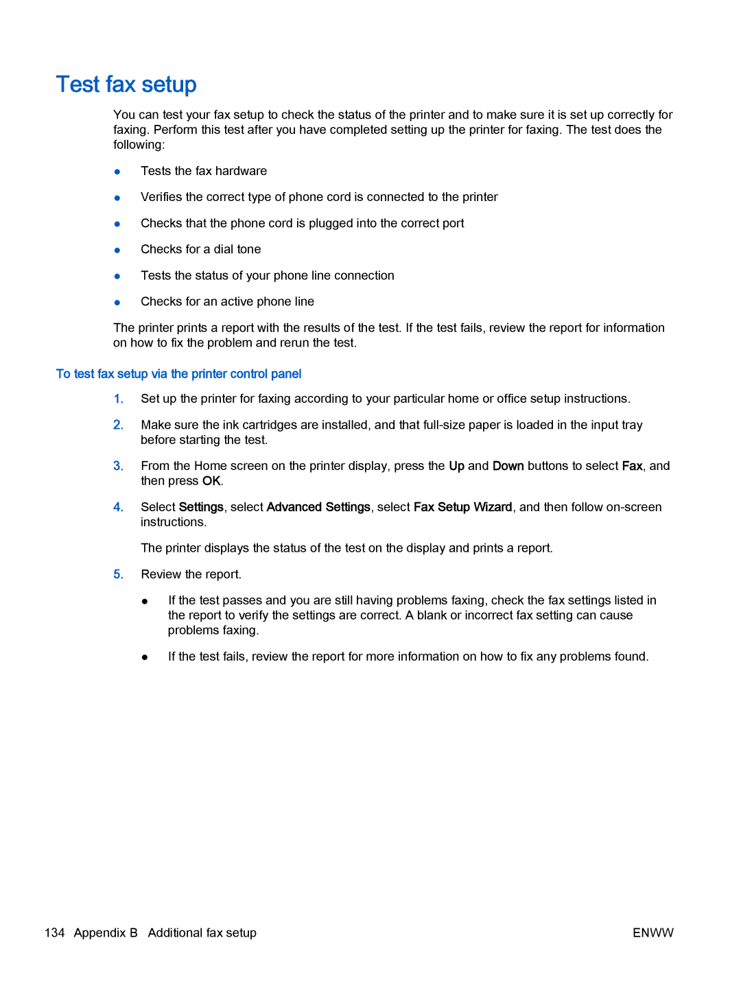 HP 2622, 2621 manual Test fax setup, To test fax setup via the printer control panel 