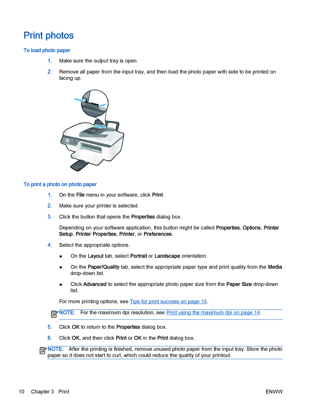 HP 2622, 2621 manual Print photos, To load photo paper, To print a photo on photo paper 