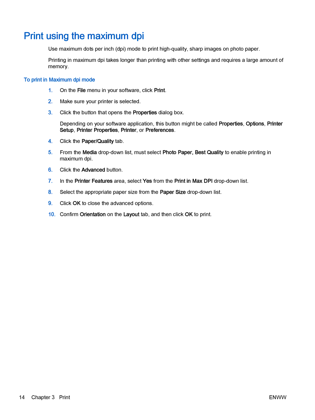 HP 2622, 2621 manual Print using the maximum dpi, To print in Maximum dpi mode 