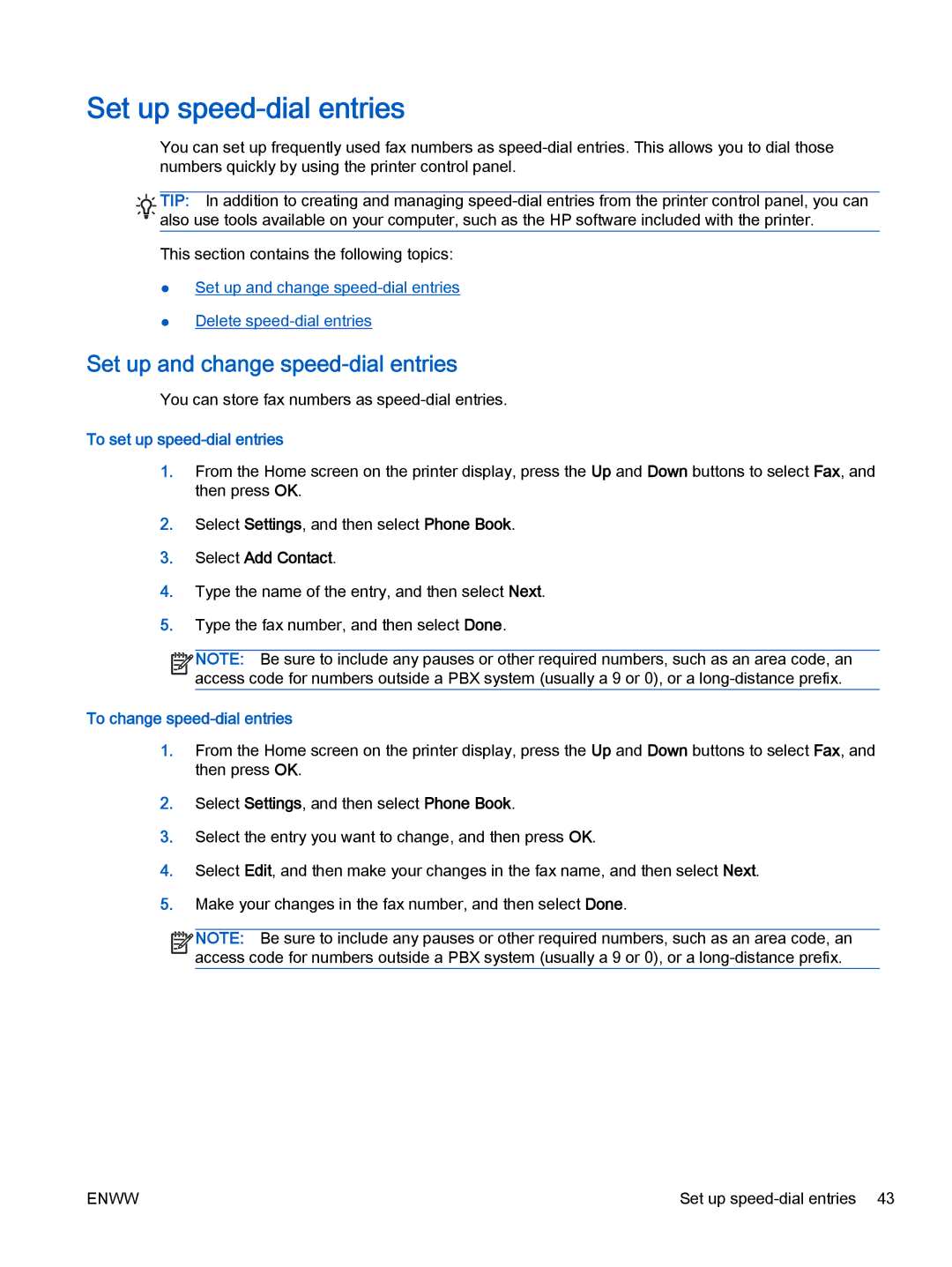 HP 2621, 2622 manual Set up speed-dial entries, Set up and change speed-dial entries, To set up speed-dial entries 