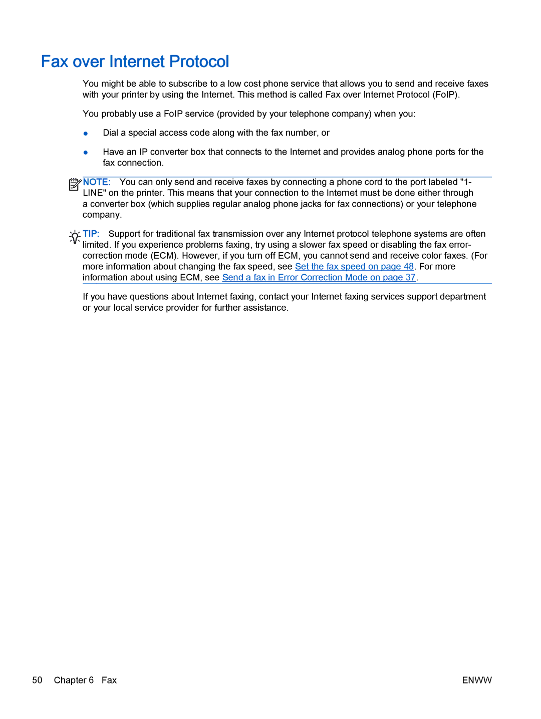 HP 2622, 2621 manual Fax over Internet Protocol 