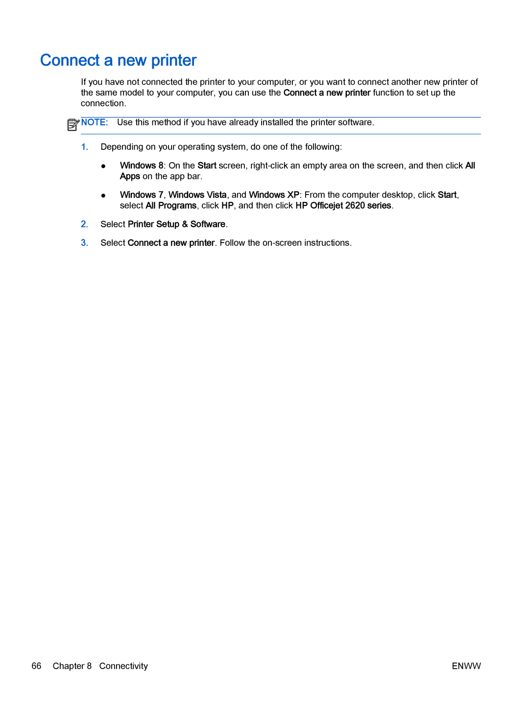 HP 2622, 2621 manual Connect a new printer 