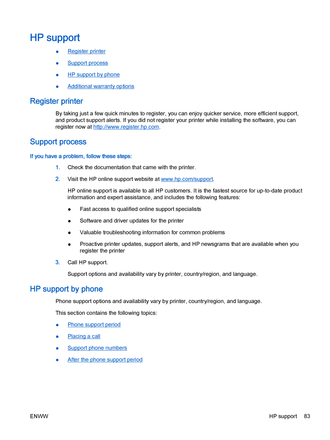 HP 2621, 2622 manual Register printer Support process, HP support by phone, If you have a problem, follow these steps 