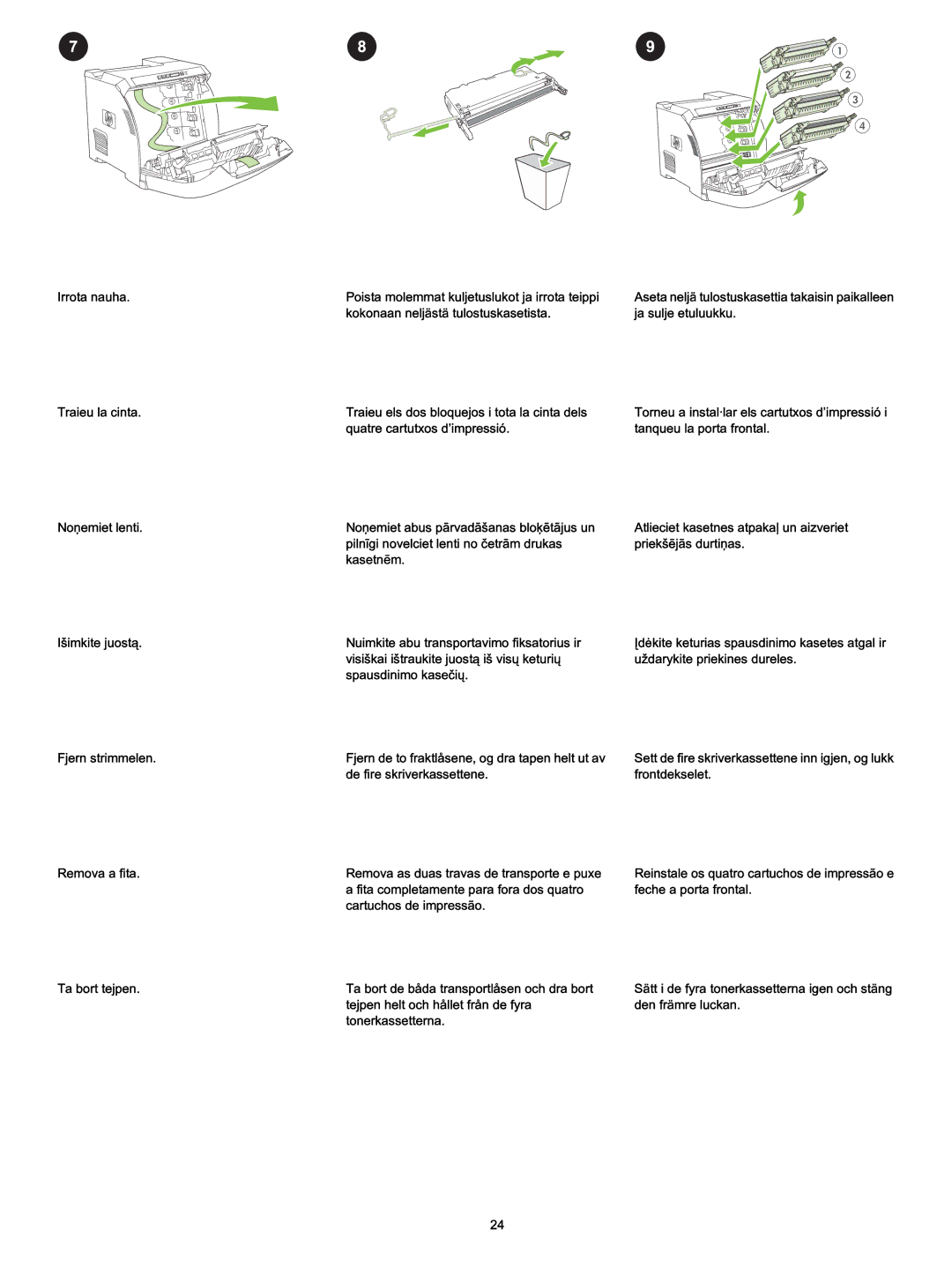 HP 2700 s 2700 Irrota nauha, Kokonaan neljästä tulostuskasetista, Traieu la cinta, Quatre cartutxos d’impressió, Kasetnēm 