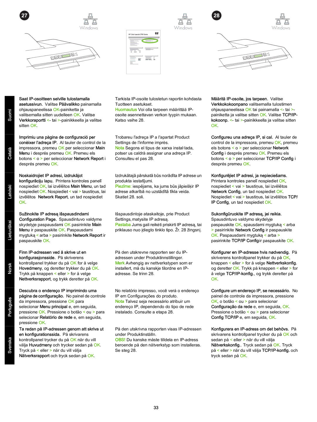 HP 2700 s 2700 manual Velge TCP/IP-konfig., og trykk deretter på OK 