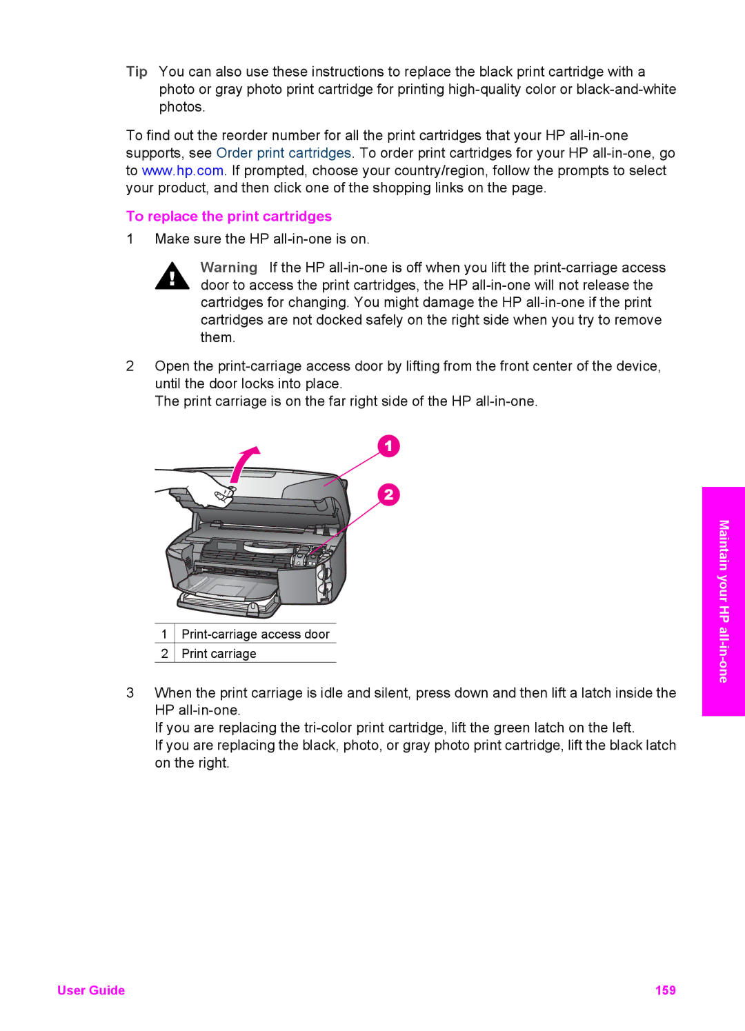 HP 2710xi, 2610xi, 2613, 2610v manual To replace the print cartridges 