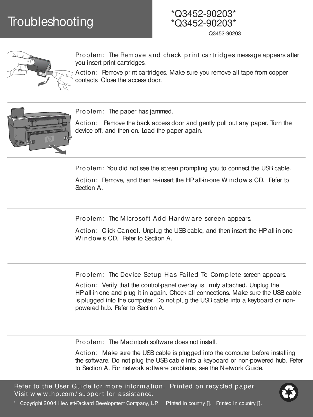 HP 2710xi manual Q3452-90203 