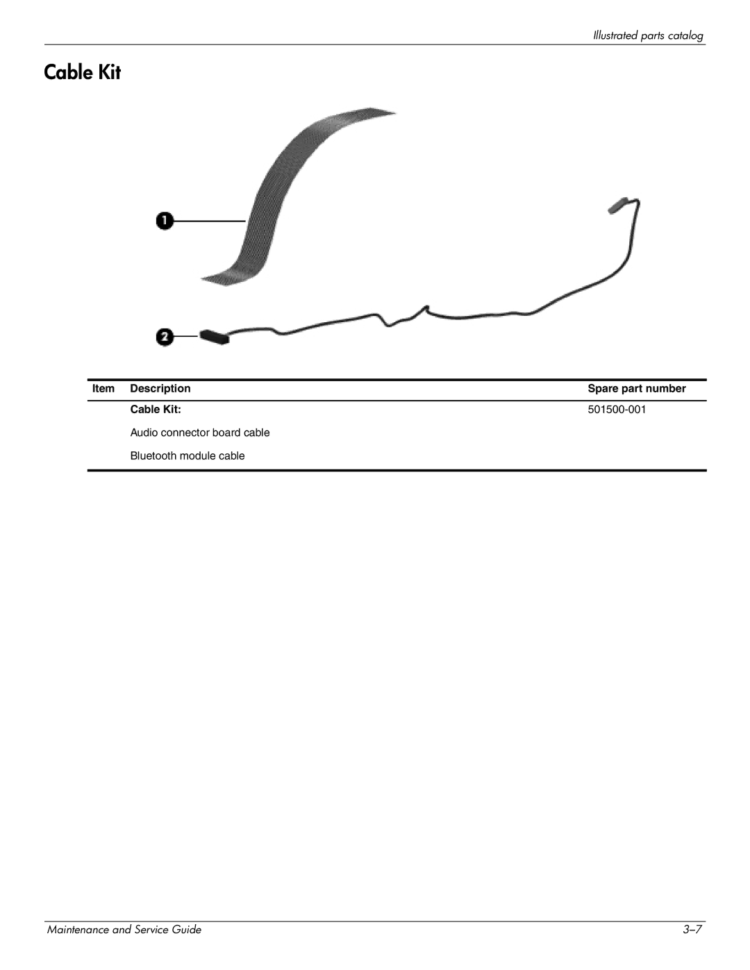 HP 2730p 2730p manual Cable Kit 