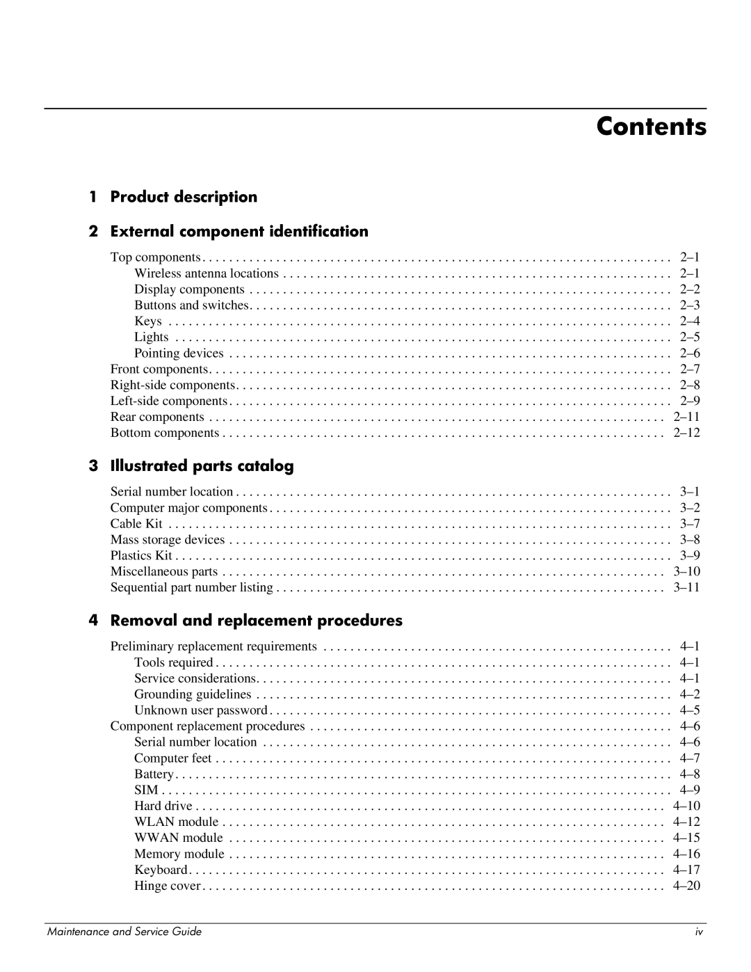 HP 2730p 2730p manual Contents 