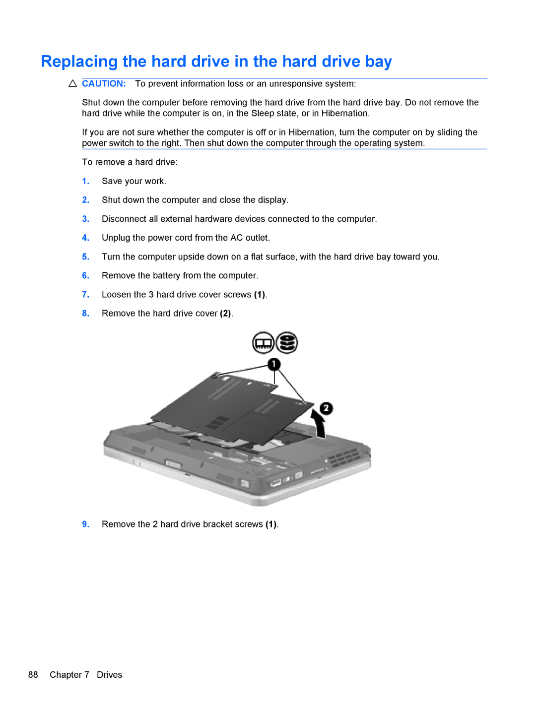 HP 2740P manual Replacing the hard drive in the hard drive bay 