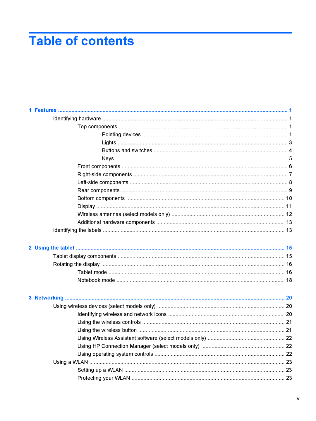 HP 2740P manual Table of contents 