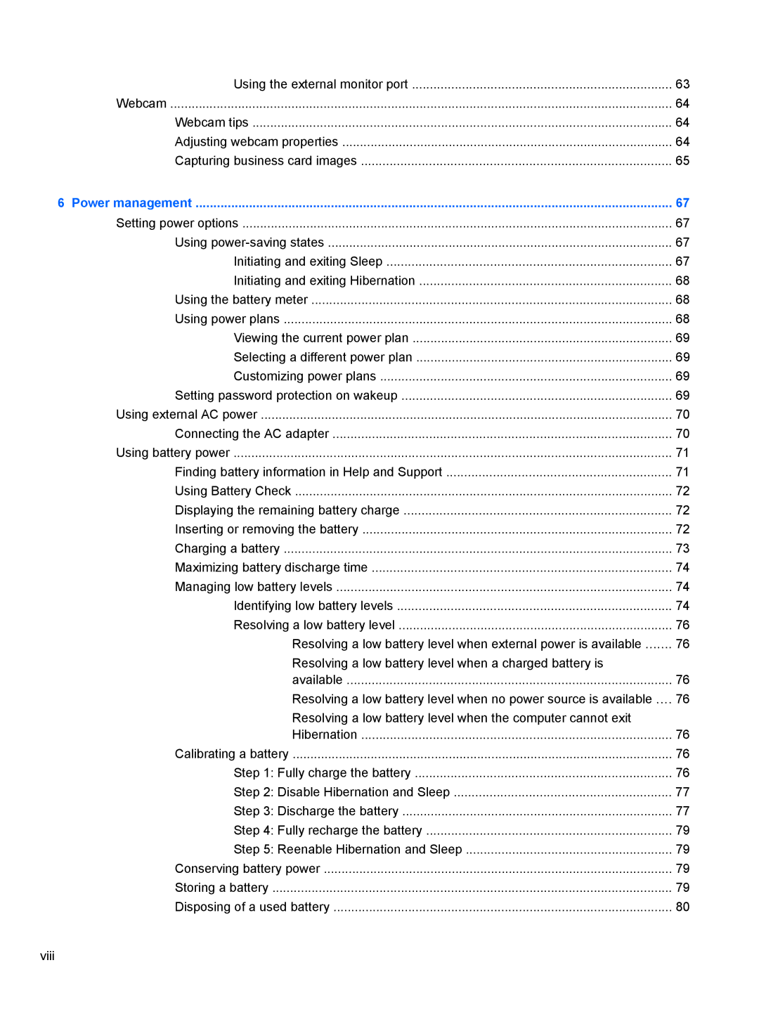 HP 2740P manual Power management 