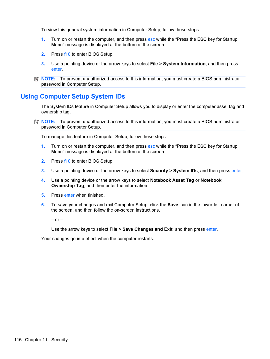 HP 2740P manual Using Computer Setup System IDs 