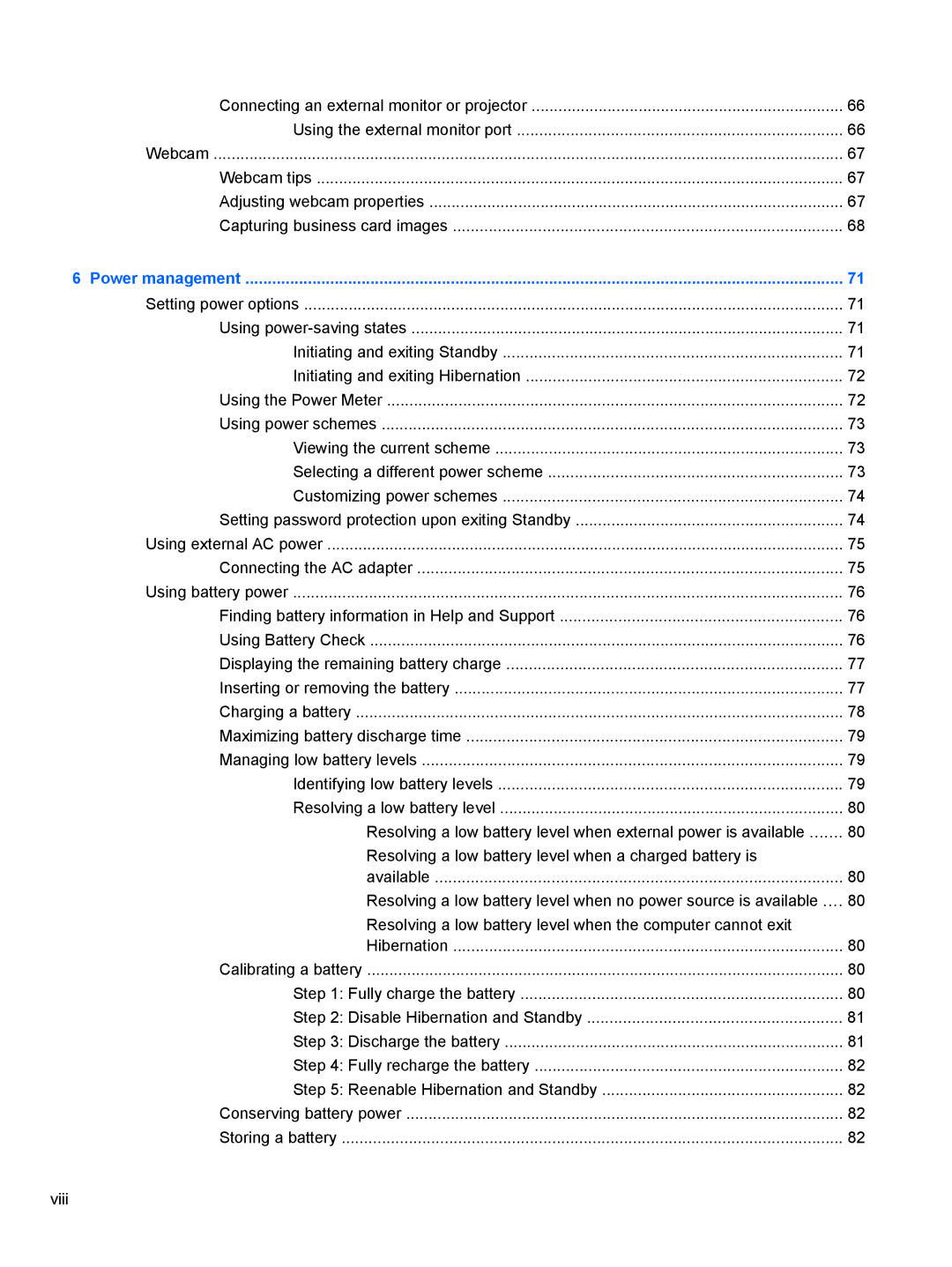 HP 2740P manual Power management 