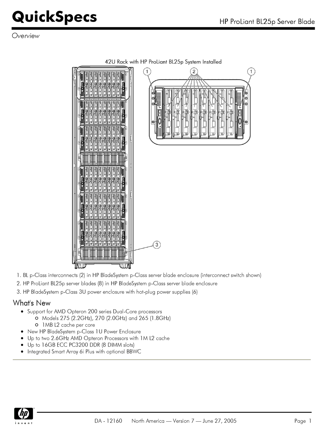 HP 275 manual Overview, 42U Rack with HP ProLiant BL25p System Installed 