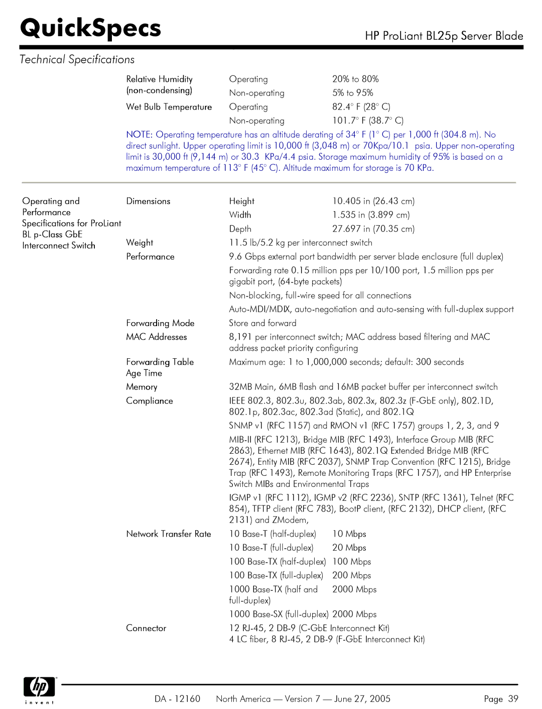 HP 275 manual Weight, Forwarding Mode, MAC Addresses, Forwarding Table, Age Time Memory, Compliance 