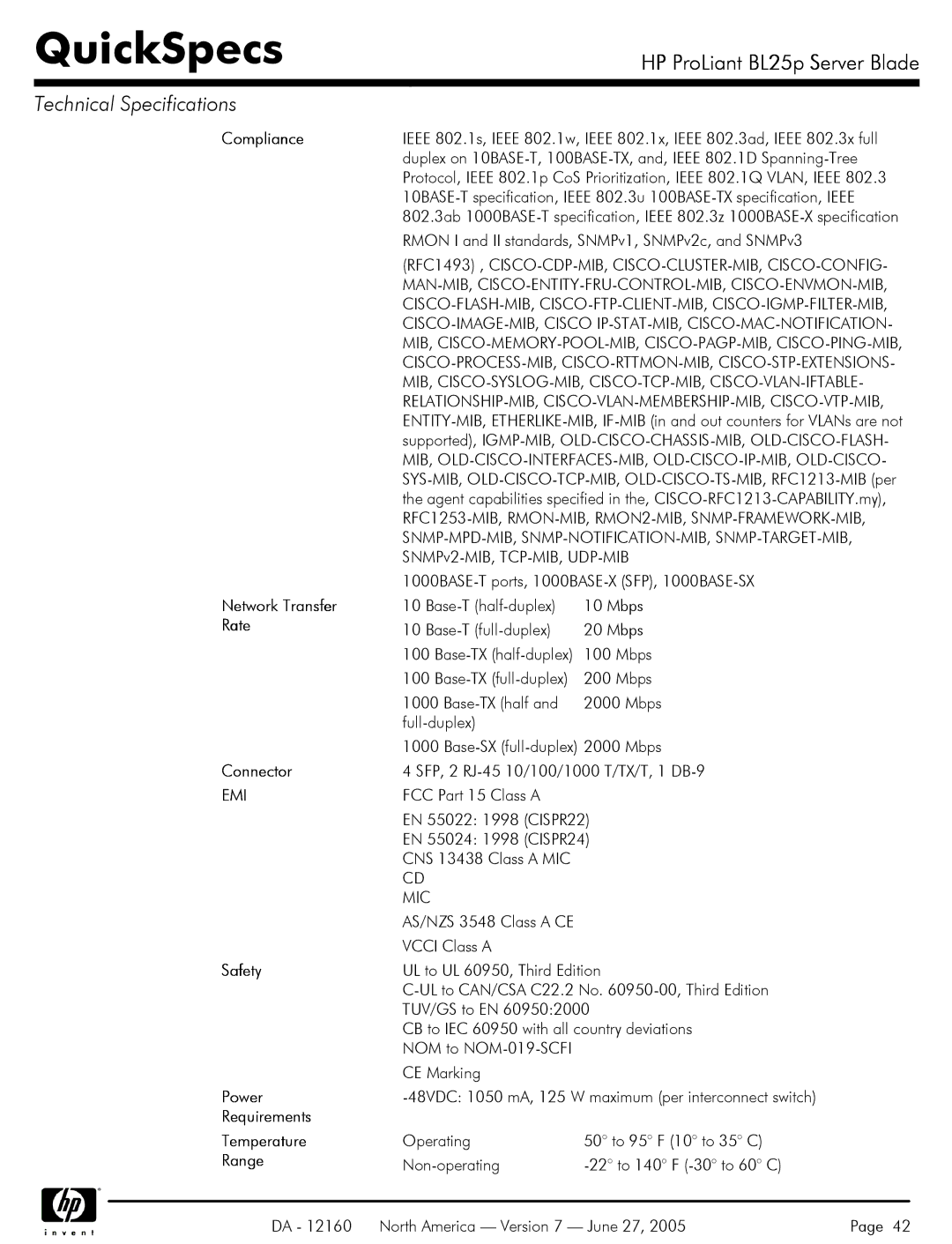 HP 275 manual Requirements Temperature 