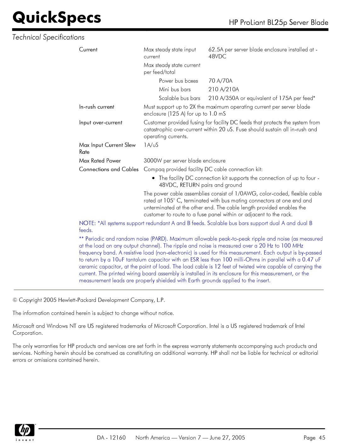 HP 275 manual Current, In-rush current, Input over-current, Rate Max Rated Power 