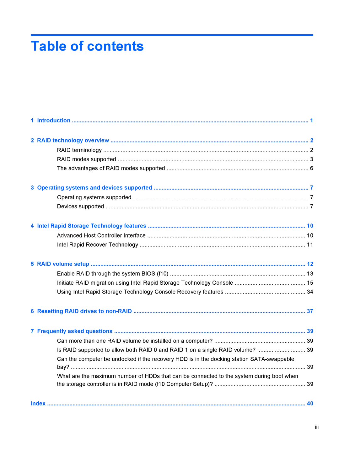 HP 2760p manual Table of contents 