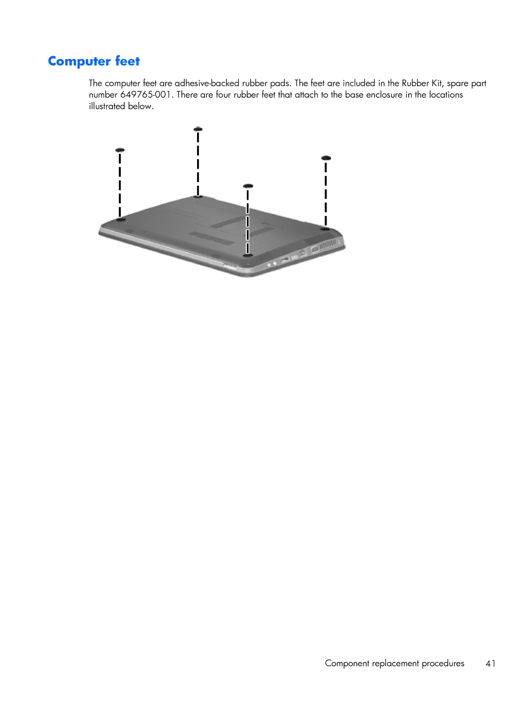 HP 2760p manual Computer feet 