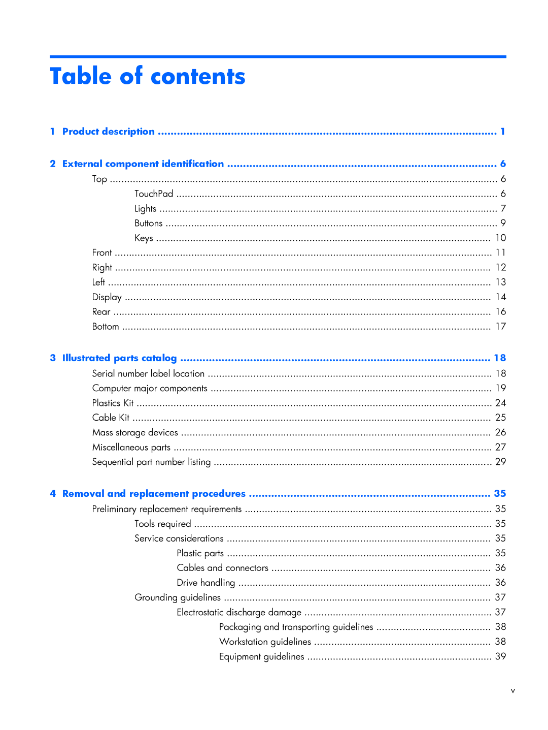 HP 2760p manual Table of contents 