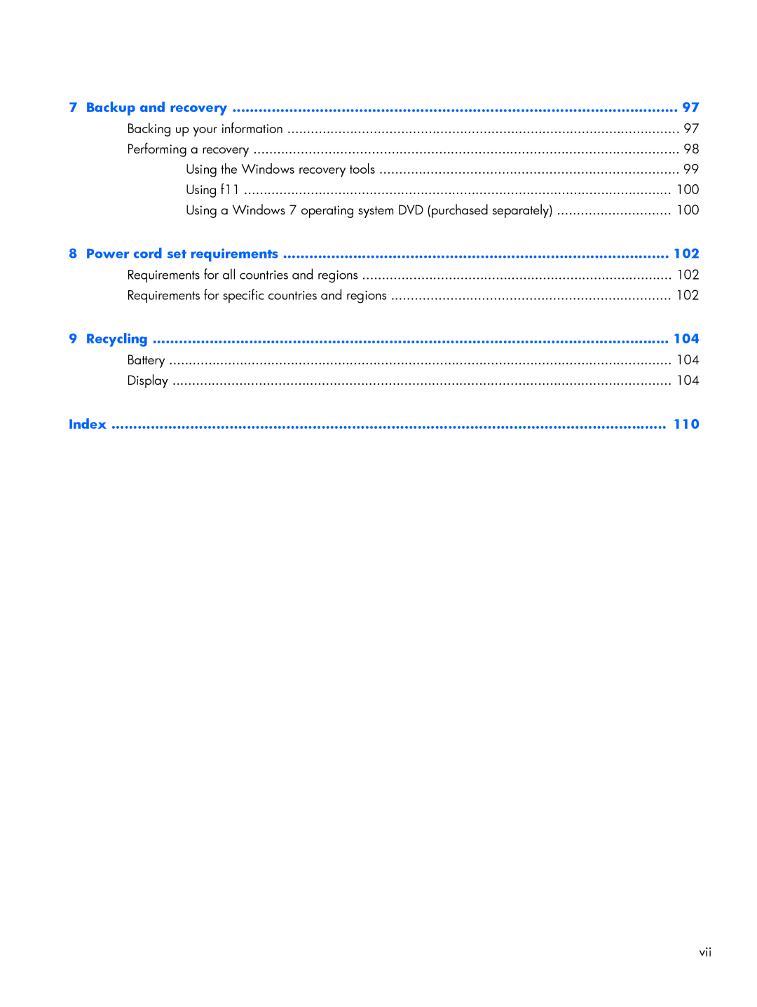 HP 2760p manual Recycling 104 