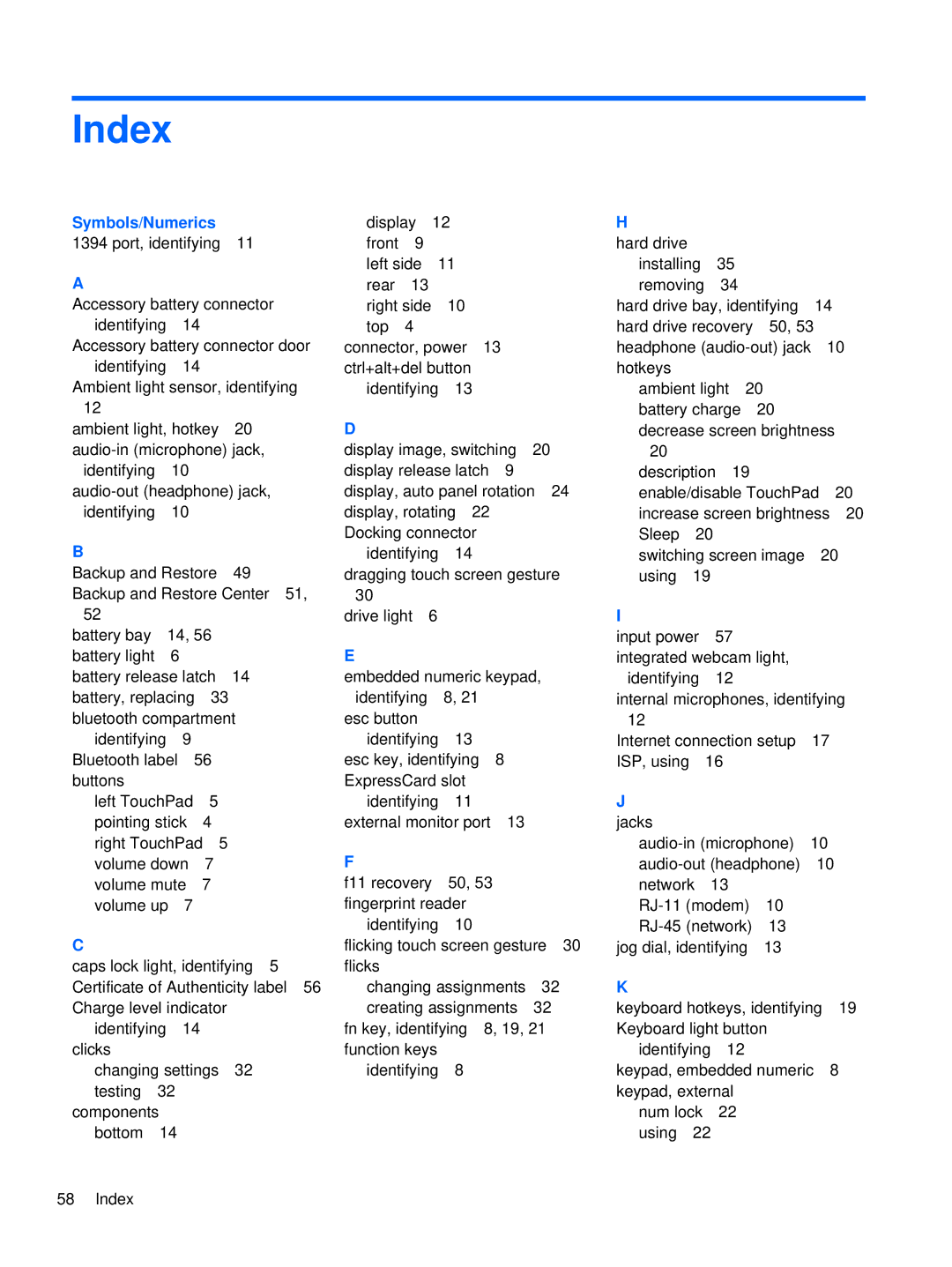 HP 2760p manual Index, Symbols/Numerics 