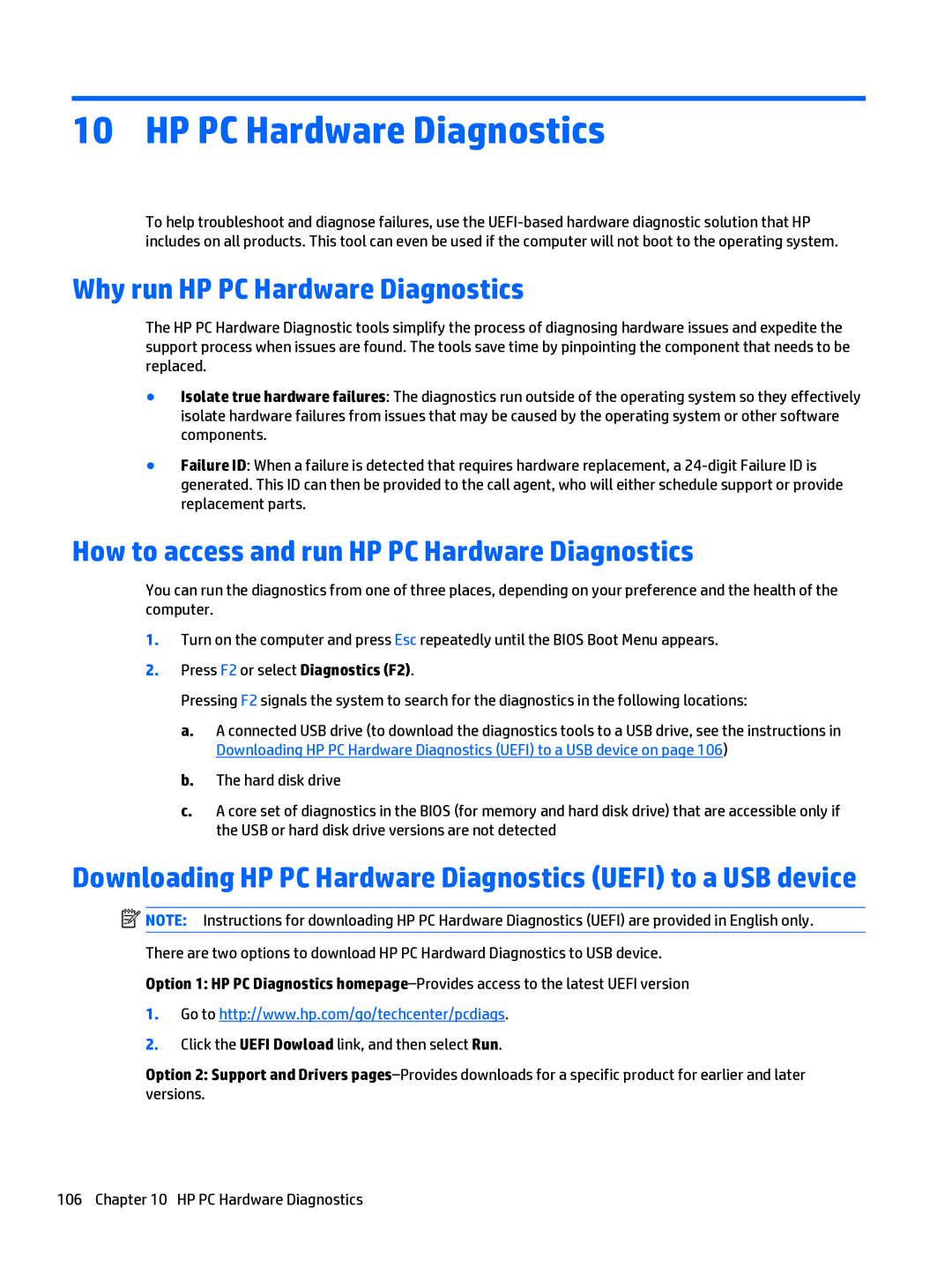 HP 280 G1 manual Why run HP PC Hardware Diagnostics, How to access and run HP PC Hardware Diagnostics 