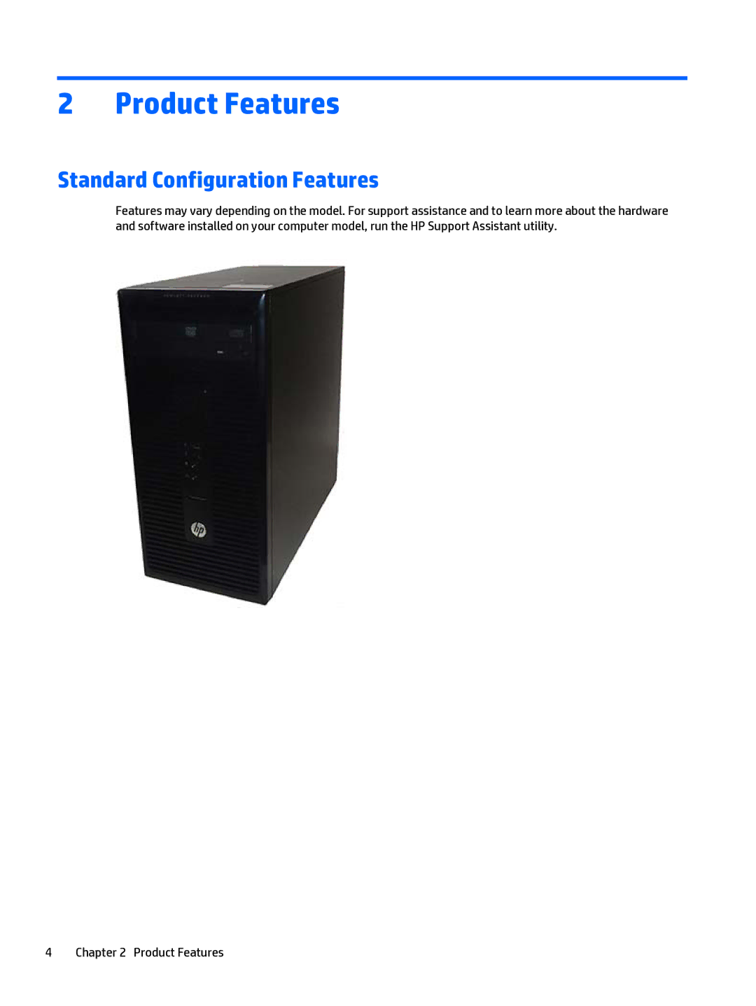 HP 280 G1 manual Product Features, Standard Configuration Features 