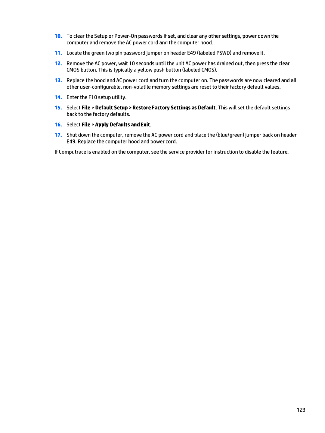 HP 280 G1 manual Enter the F10 setup utility 