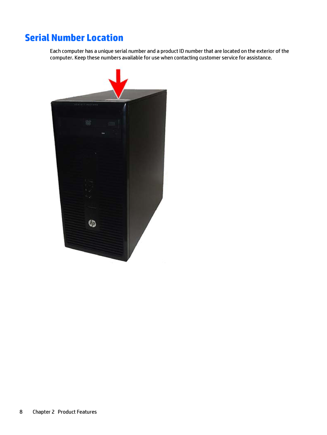 HP 280 G1 manual Serial Number Location 