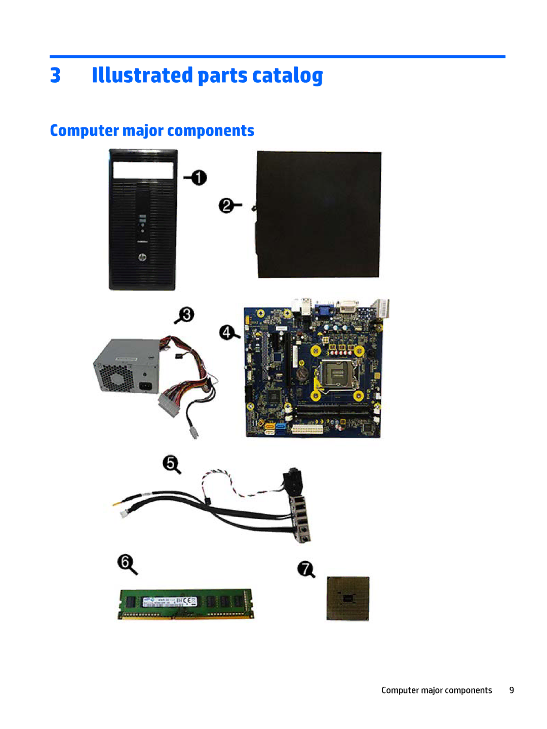 HP 280 G1 manual Illustrated parts catalog, Computer major components 