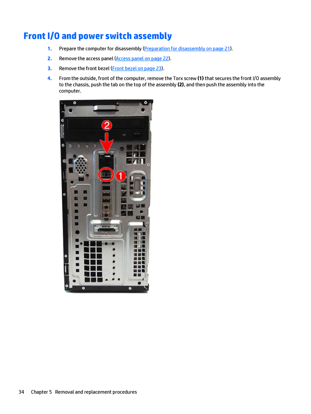 HP 280 G1 manual Front I/O and power switch assembly 