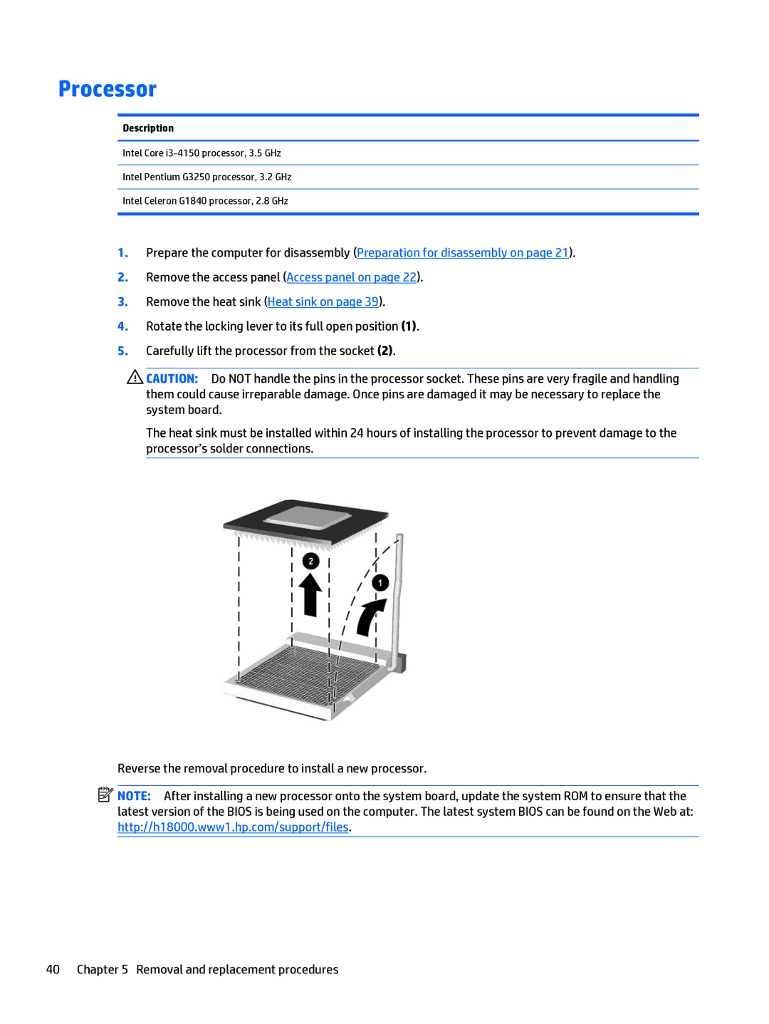 HP 280 G1 manual Processor, Description 