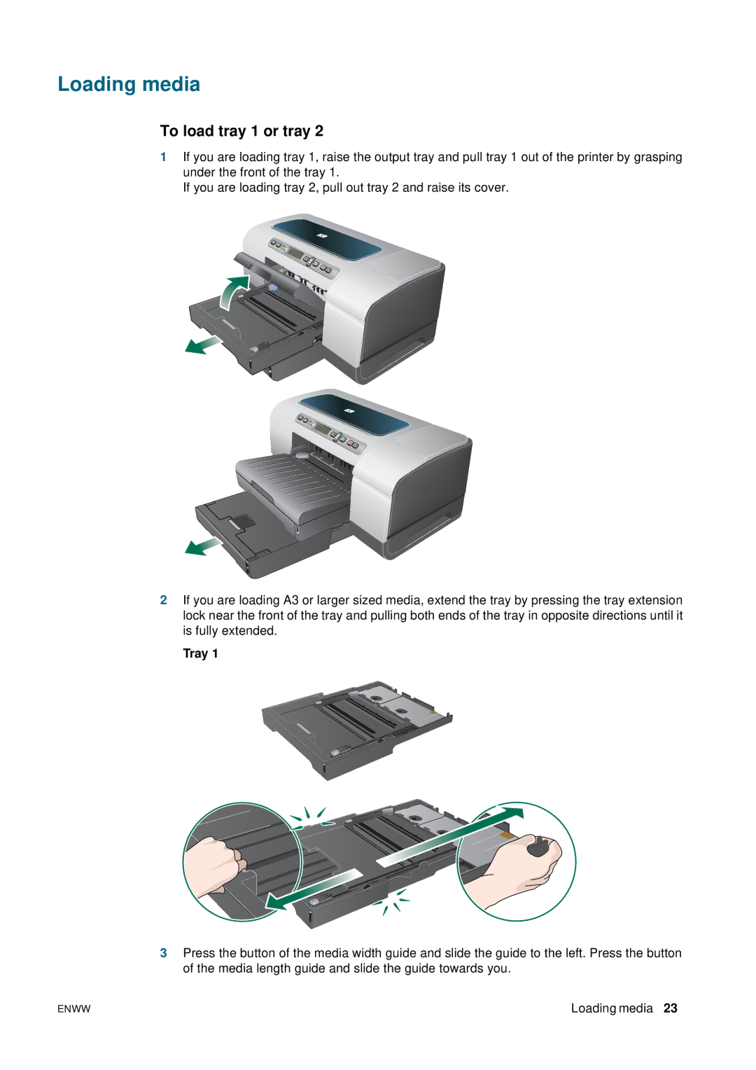 HP 2800 manual Loading media, To load tray 1 or tray 