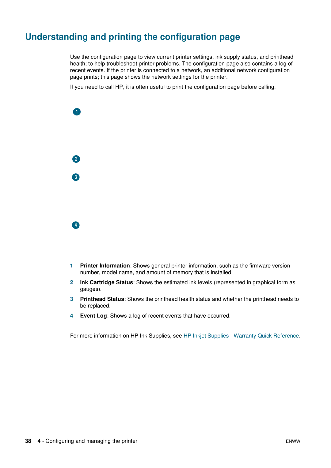 HP 2800 manual Understanding and printing the configuration 