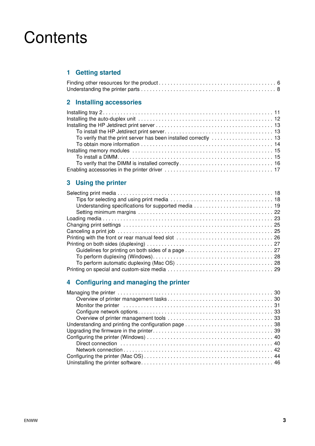 HP 2800 manual Contents 