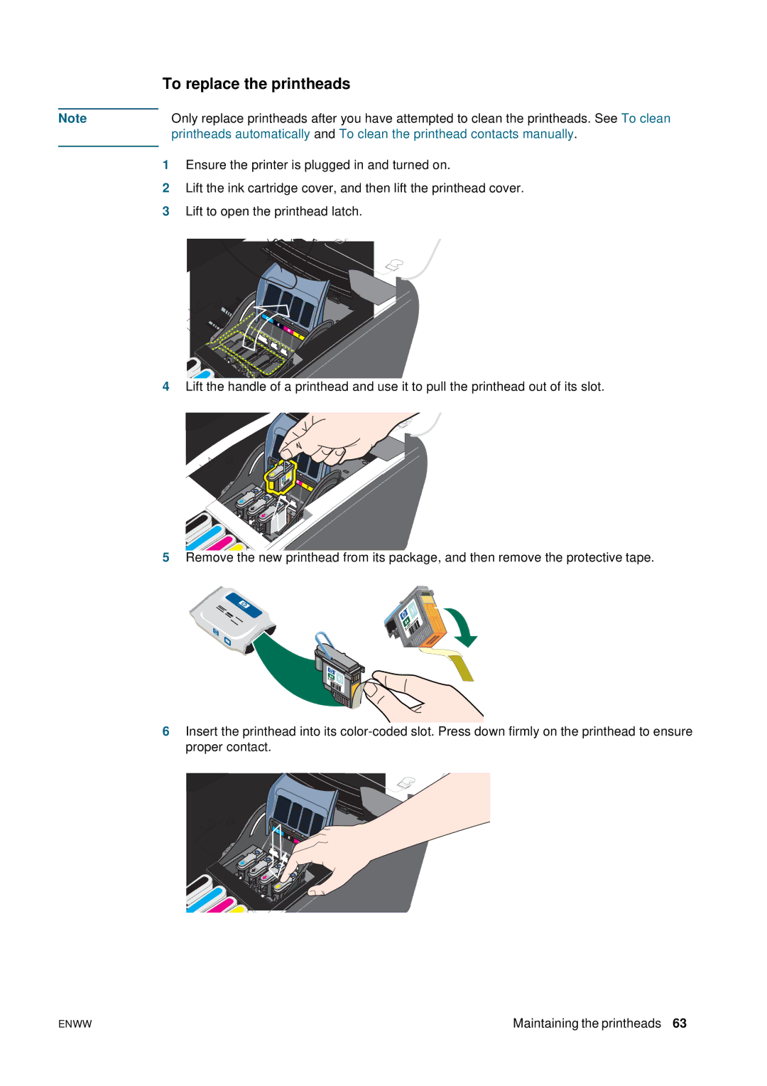 HP 2800 manual To replace the printheads 