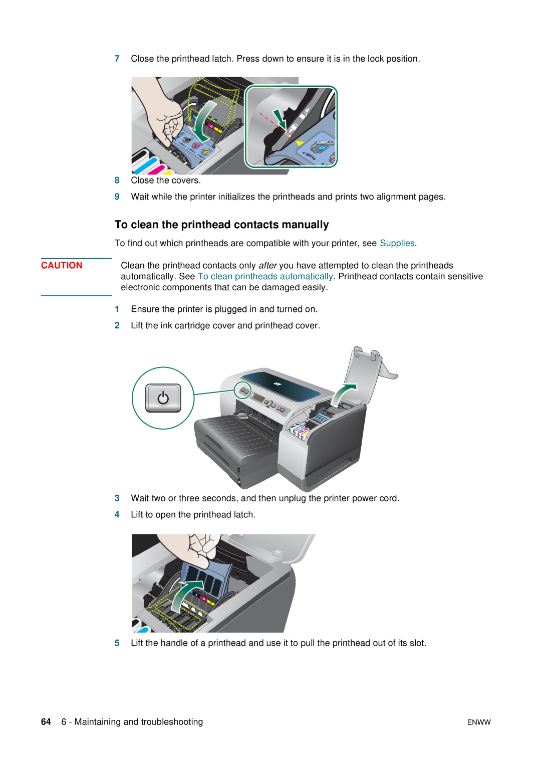 HP 2800 To clean the printhead contacts manually 