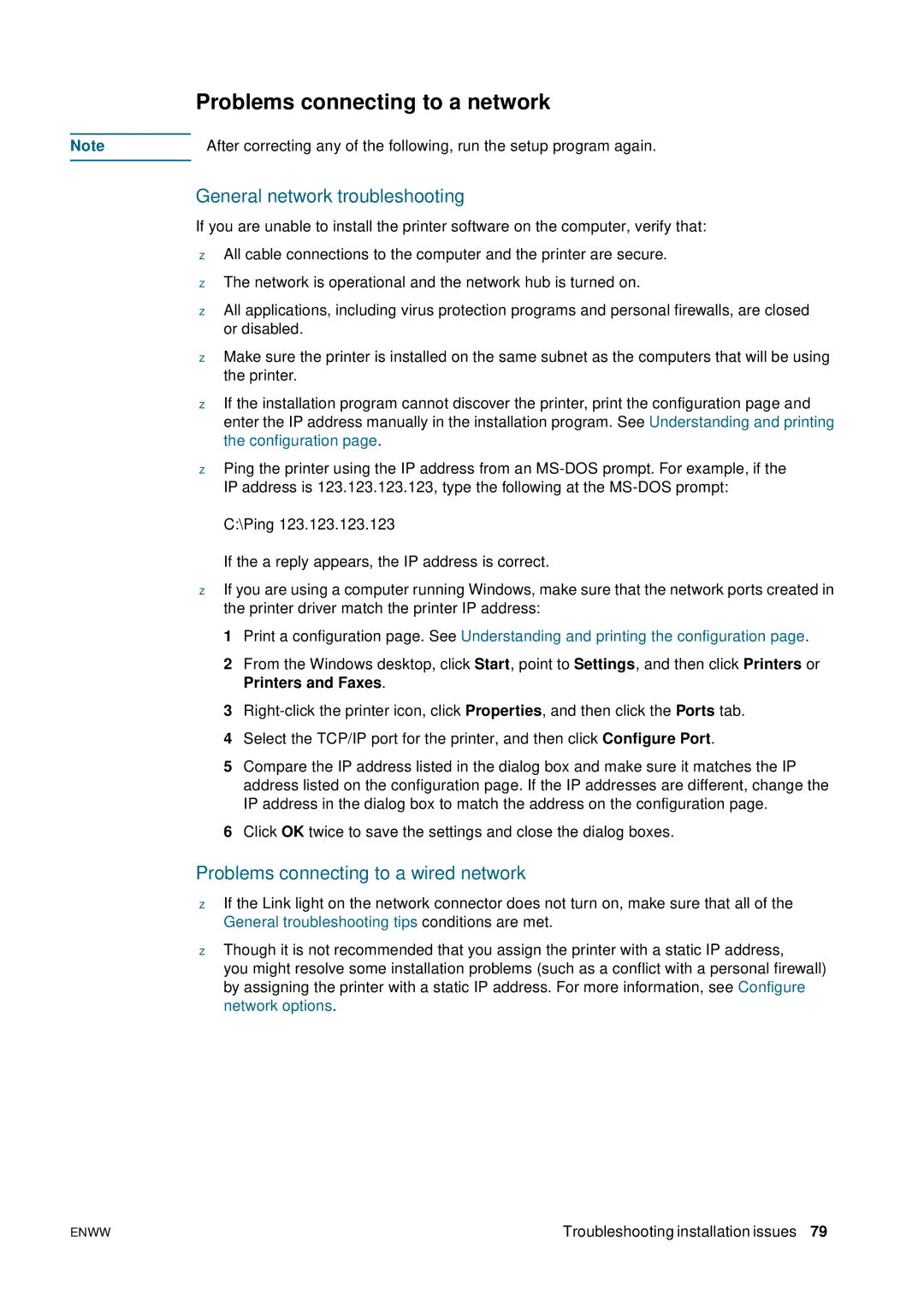 HP 2800 manual Problems connecting to a network, General network troubleshooting, Problems connecting to a wired network 