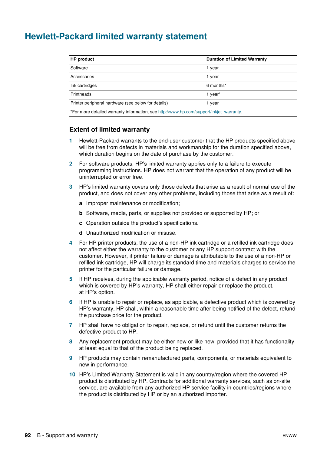 HP 2800 manual Hewlett-Packard limited warranty statement, Extent of limited warranty 