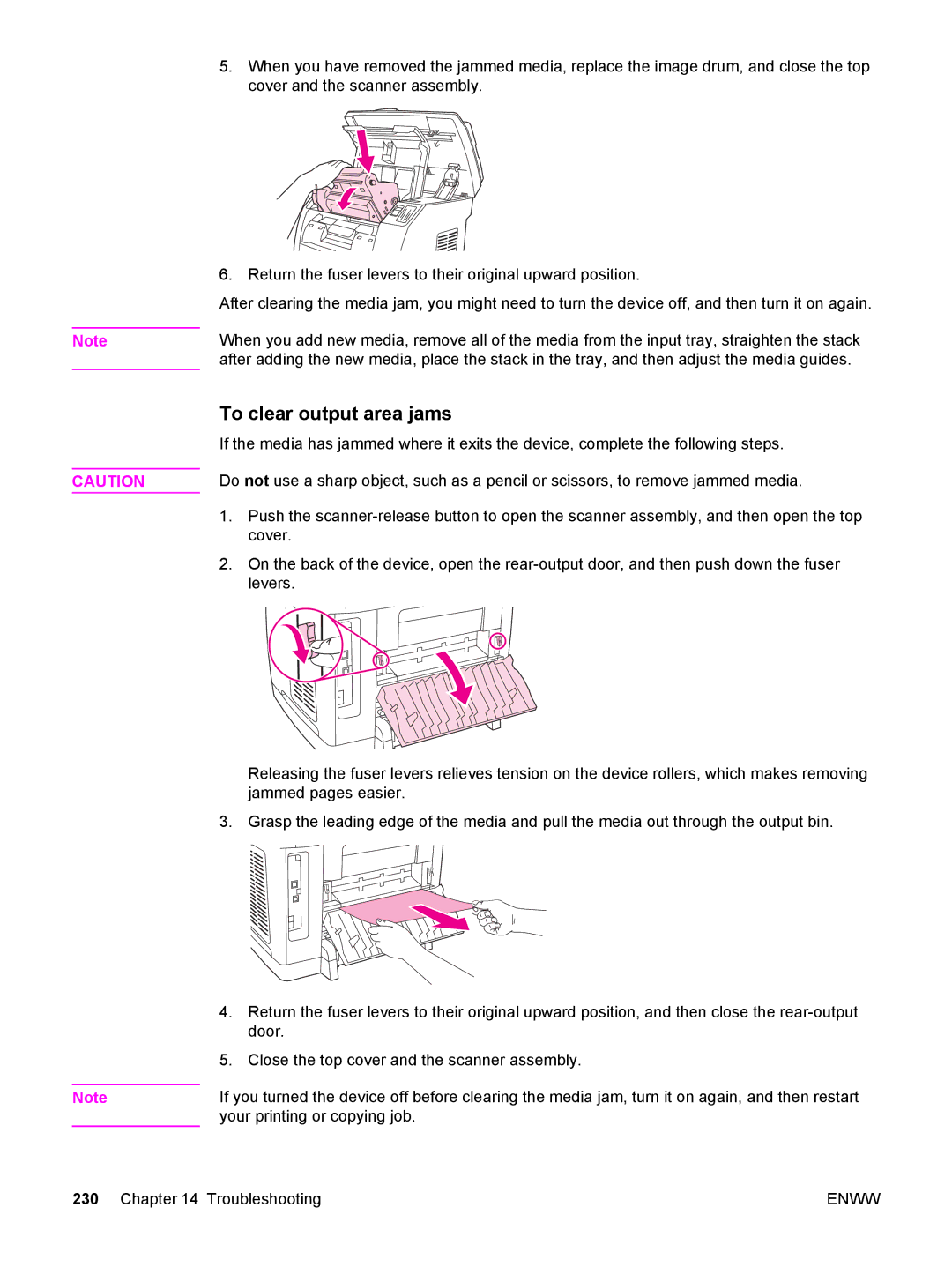 HP 2840, 2830, 2820 manual To clear output area jams 