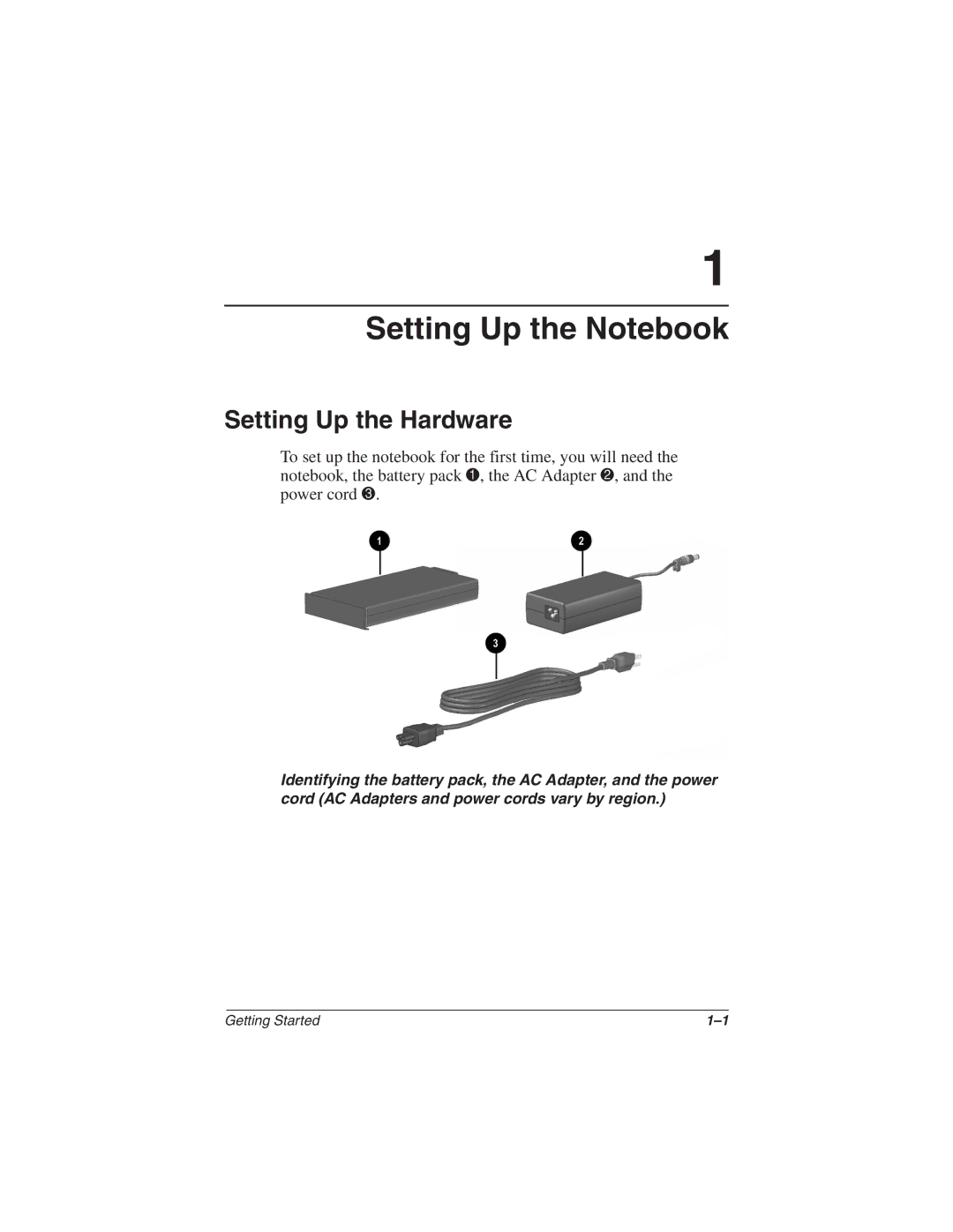 HP 2857AP manual Setting Up the Notebook, Setting Up the Hardware 