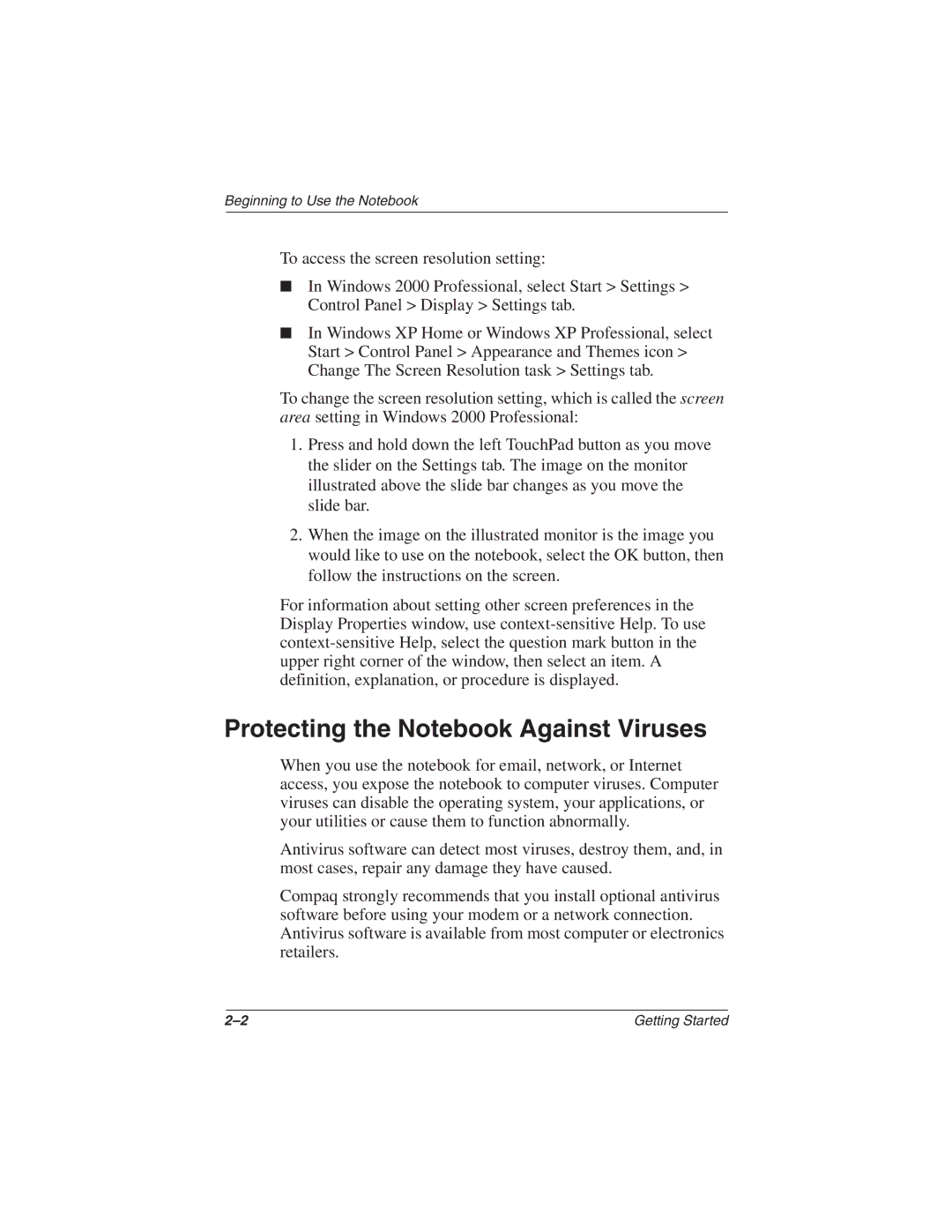 HP 2857AP manual Protecting the Notebook Against Viruses 