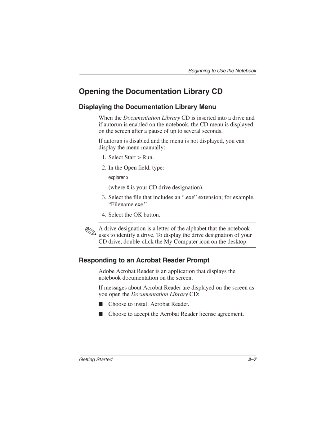 HP 2857AP manual Opening the Documentation Library CD, Displaying the Documentation Library Menu 