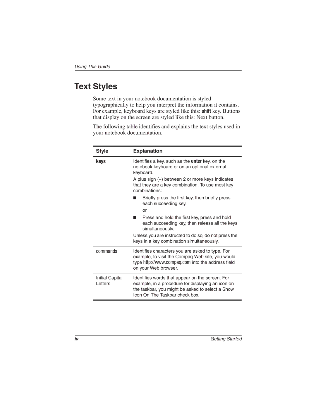 HP 2857AP manual Text Styles, Style Explanation Keys 