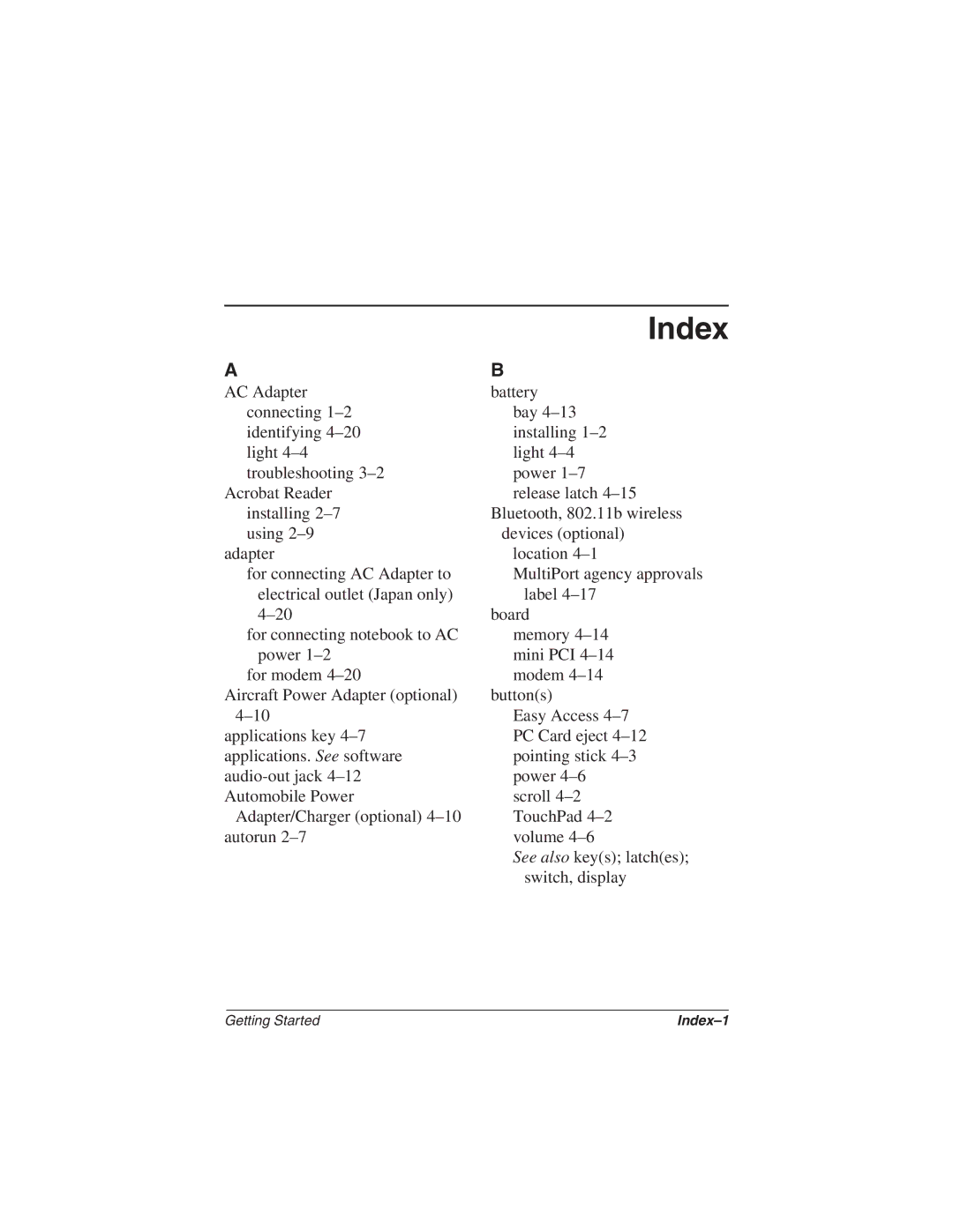 HP 2857AP manual Index 