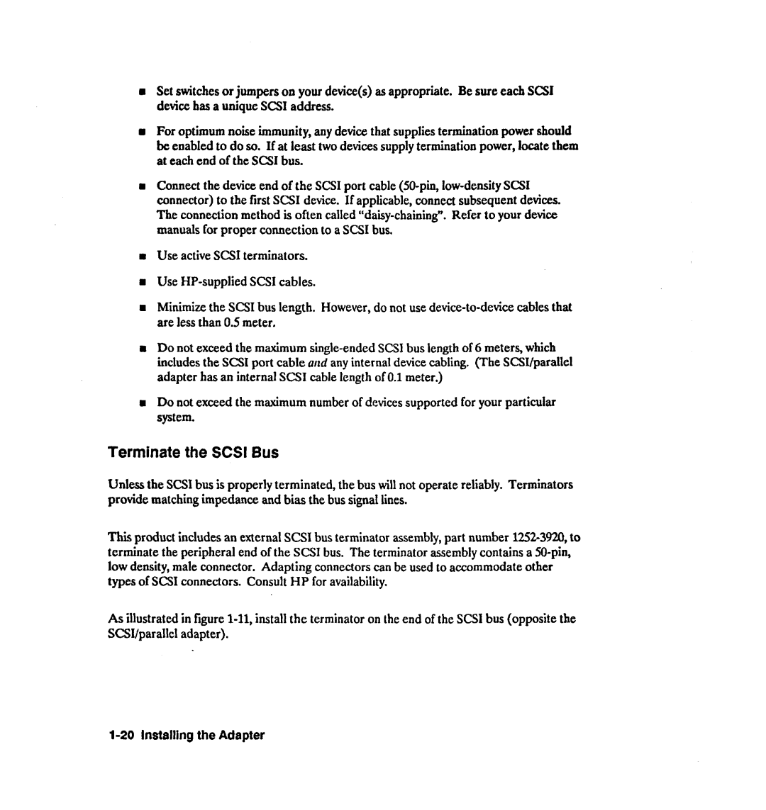 HP 28642A manual Terminate the Scsi Bus 