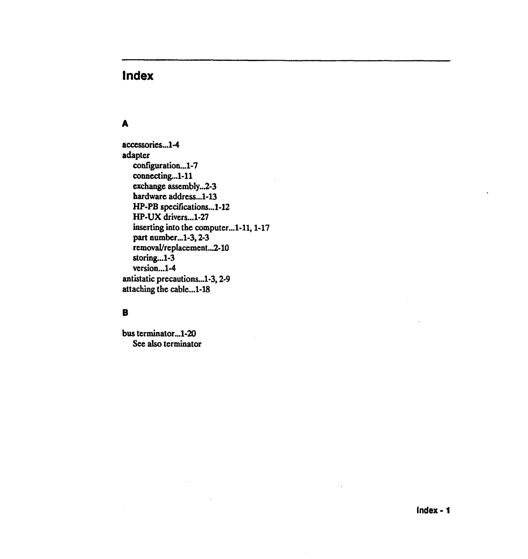 HP 28642A manual Index t 